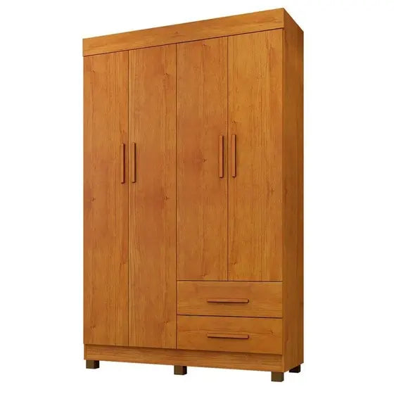 Guarda Roupa Solteiro Recife New Com Espelho 4 Portas 2 Gavetas - Leifer
