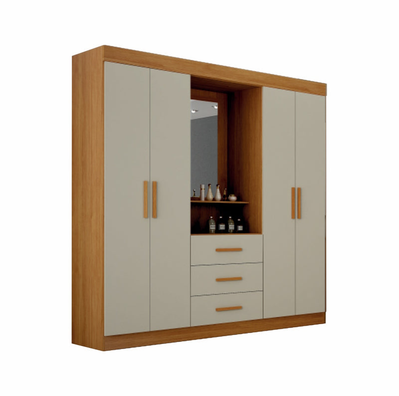 Guarda Roupa Casal 4 Portas 3 Gavetas Belém Leifer Moveis