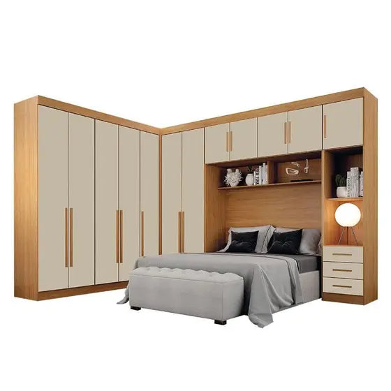 Quarto de Casal Modulado 12 Portas Orion Freijó – Leifer Móveis